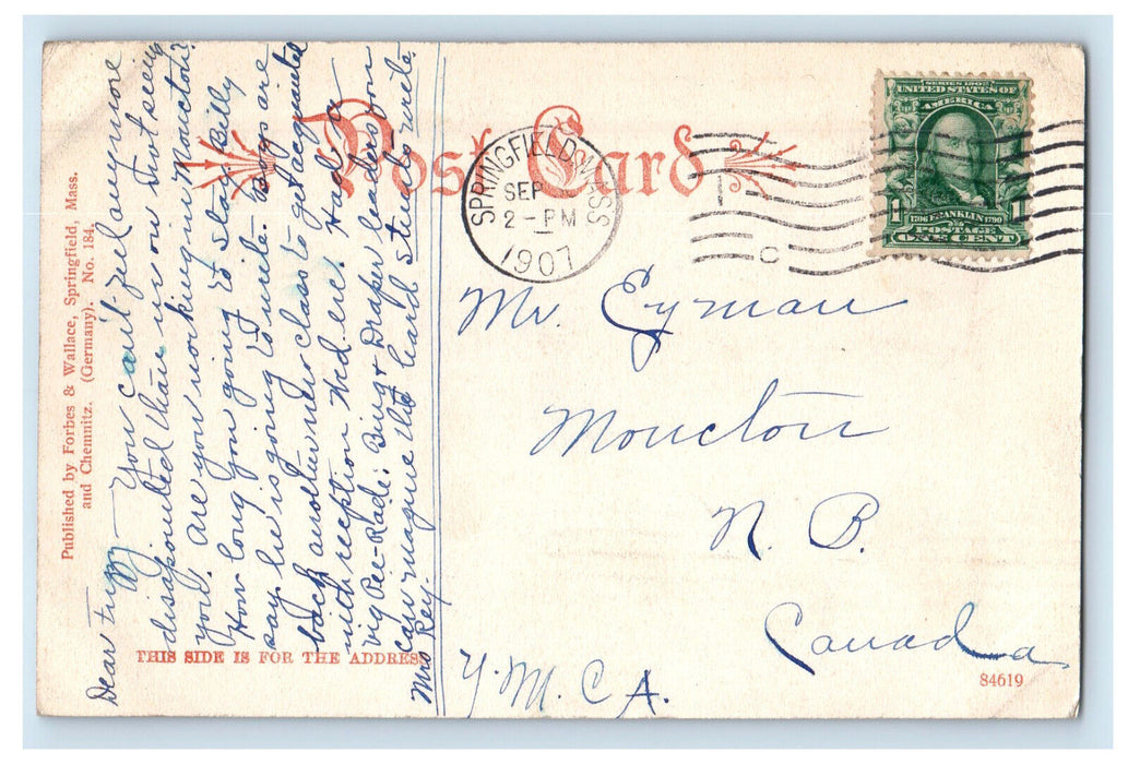 1907 Pine Circle Forest Park Springfield Massachusetts MA Posted Postcard