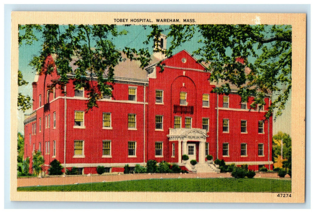 c1940s Tobey Hospital, Wareham Massachusetts MA Unposted Vintage Postcard