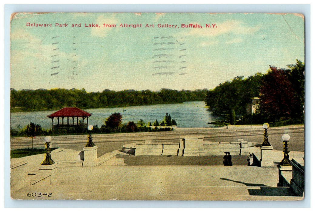 1912 Delaware Park and Lake, From Albright Art Gallery Buffalo NY Postcard