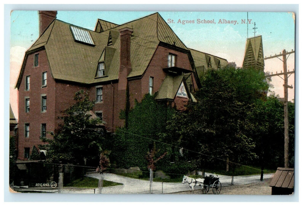 1909 St. Agnes School, Albany New York NY Antique Posted Postcard