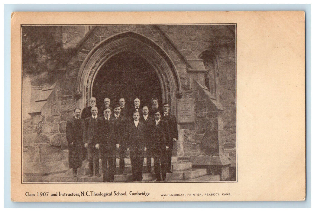 1907 Class and Instructors N.C. Theological School Cambridge Postcard