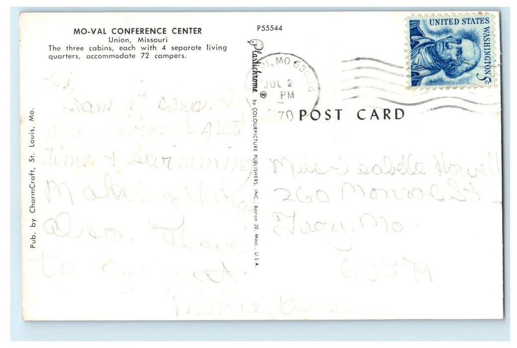 1970 Mo-Val Conference Center Union Missouri MO Antique Postcard