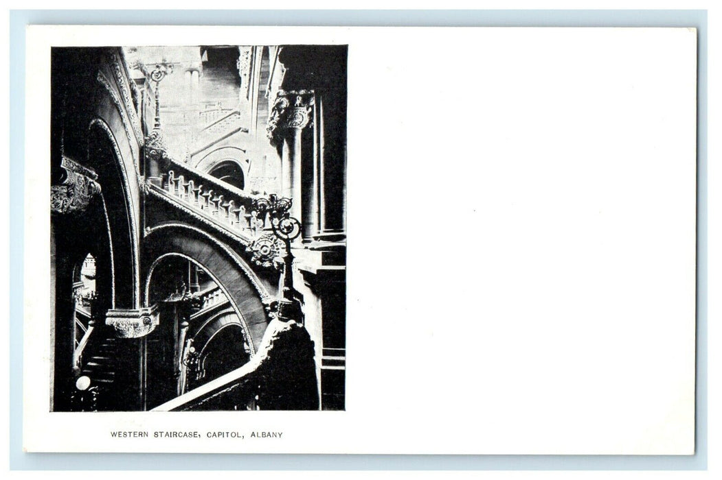1901 Western Staircase, Capitol Albany New York NY Antique Unposted Postcard