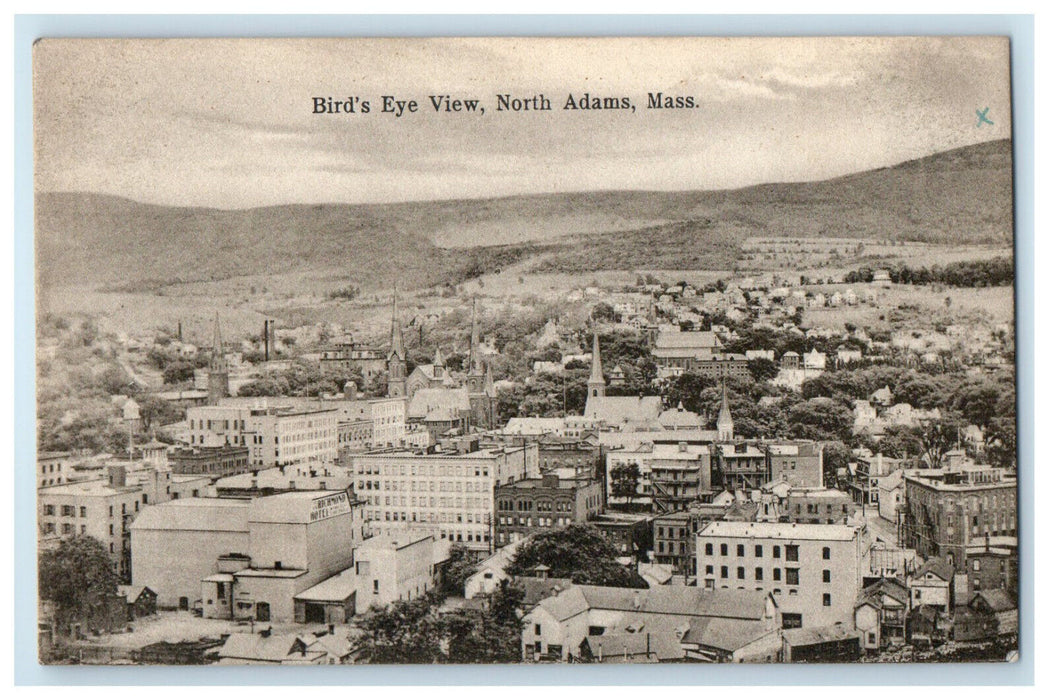 c1920s Bird's Eye View of North Adams Massachusetts MA Antique Postcard