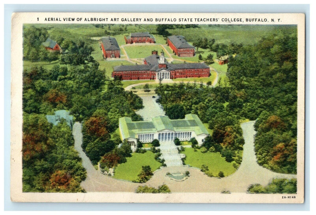 1932 Aerial View Albright Art Gallery Buffalo State Teachers College NY Postcard