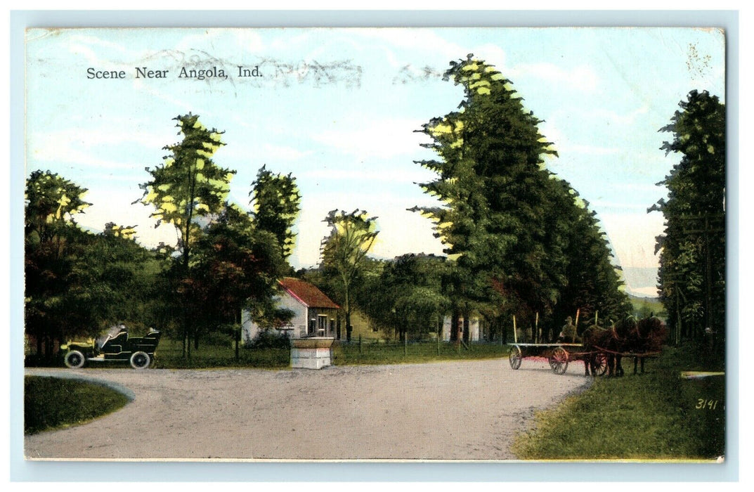 c1916 Letter to Ruth from Roy, Scene Near Angola, Indiana IN Vintage Postcard