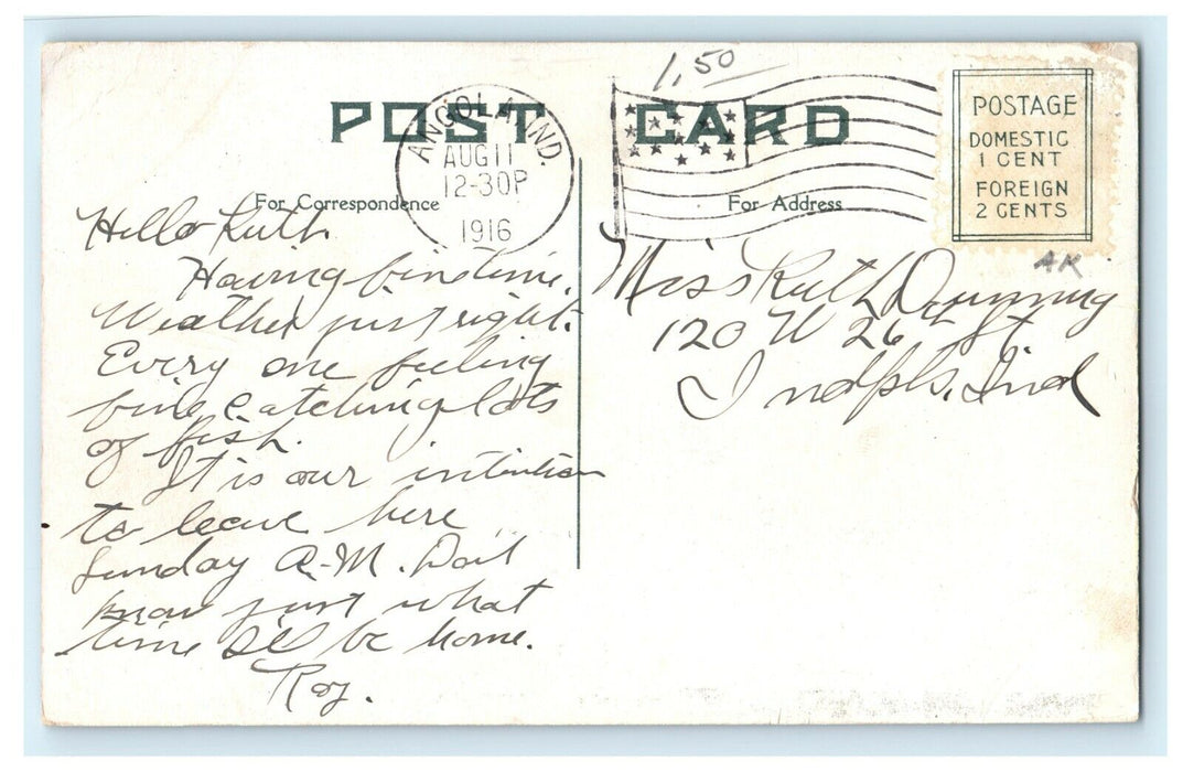 c1916 Letter to Ruth from Roy, Scene Near Angola, Indiana IN Vintage Postcard