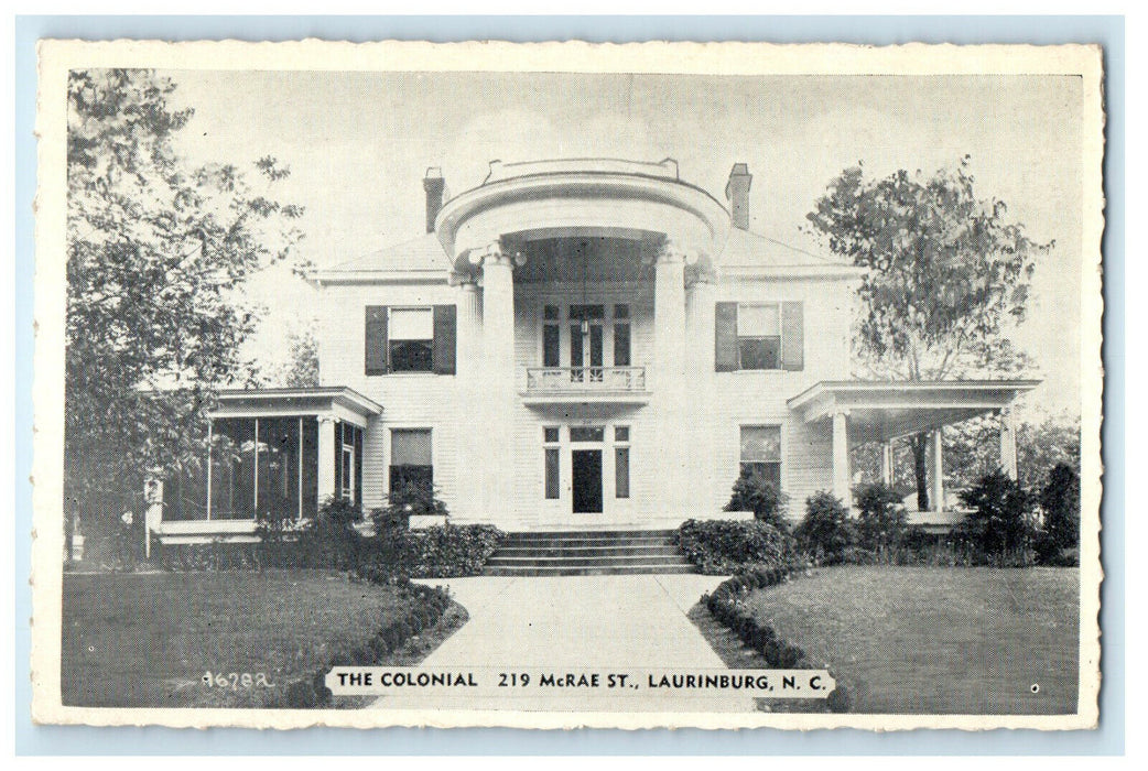 c1940s The Colonial 219 Mcrae St. Laurinburg North Carolina NC Postcard