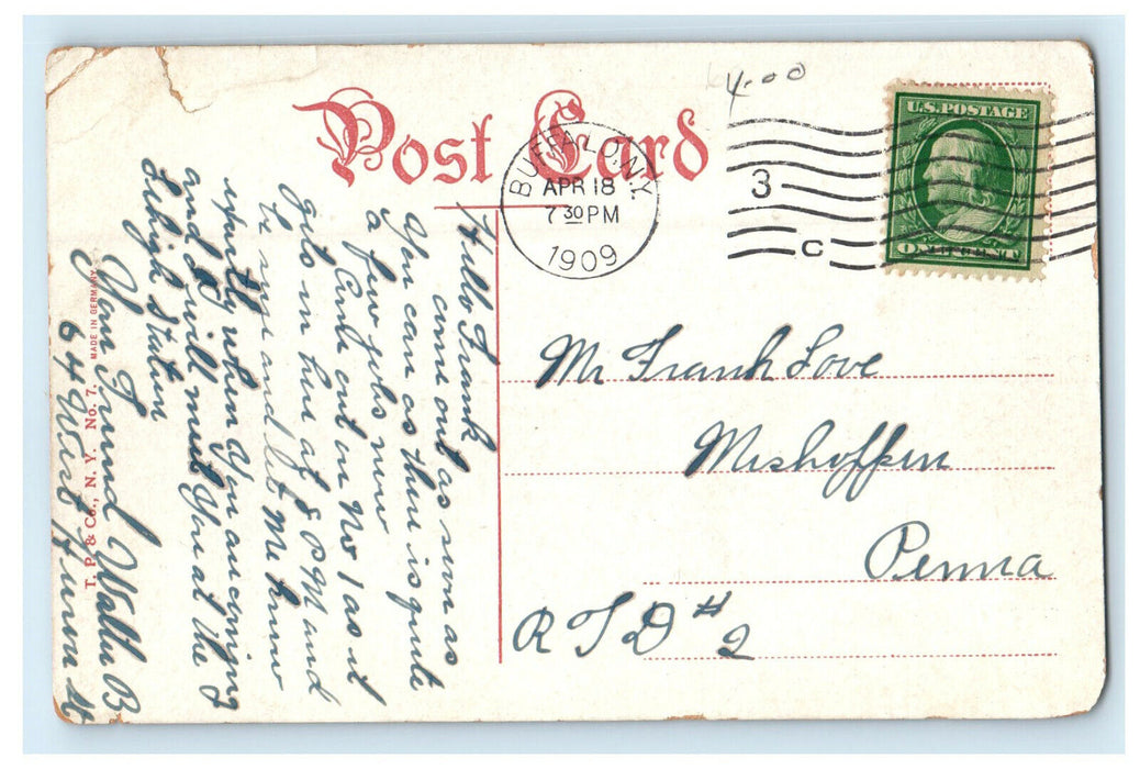 1909 Motor Boat Club, Buffalo New York NY Posted Antique Postcard