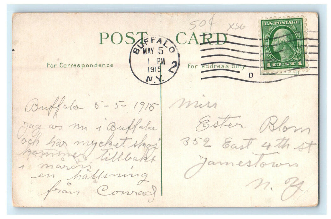 1915 Sailboats, Steamboats, Entrance to Harbor, Buffalo New York NY Postcard