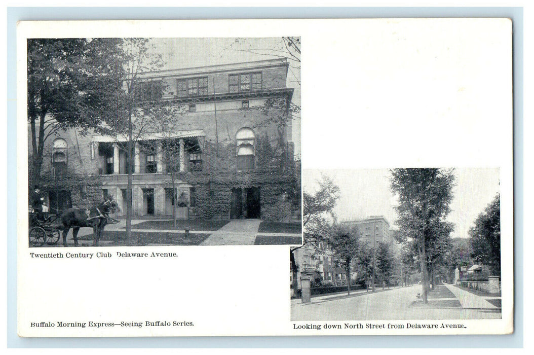 c1910s Twentieth Century Club and Looking North St from Delaware Ave PA Postcard