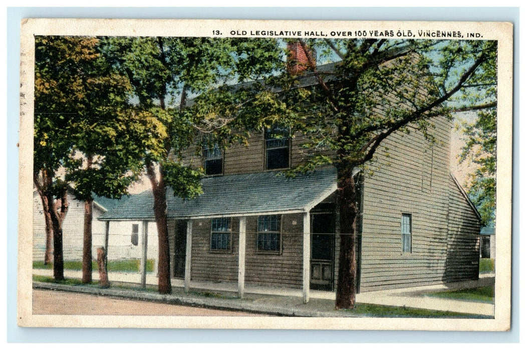 c1923 Edna's Letter to dad Old Legislative Hall Vincennes IN Indiana Postcard