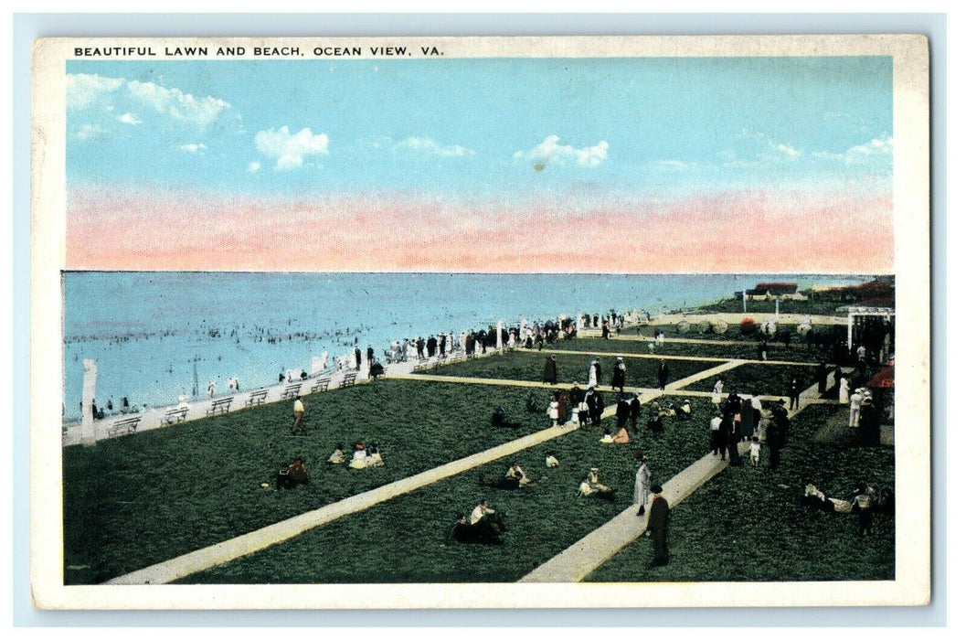 Beautiful Lawn And Beach Ocean View Virginia VA Undivided Back Postcard RARE