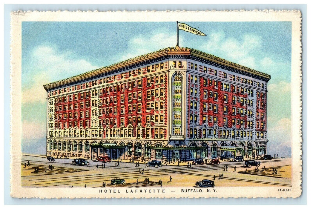 The View Of Hotel Lafayette Building Buffalo New York NY Advertising Postcard