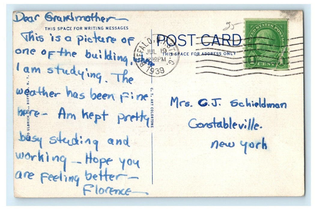 1939 Administration Building State Teachers College Buffalo NY Vintage Postcard
