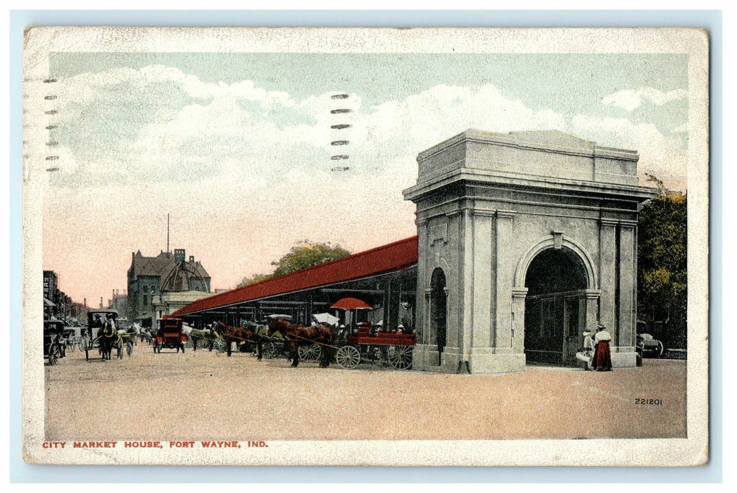 c1917 Travelling Letter, City Market House Fort Wayne, Indiana IN Postcard