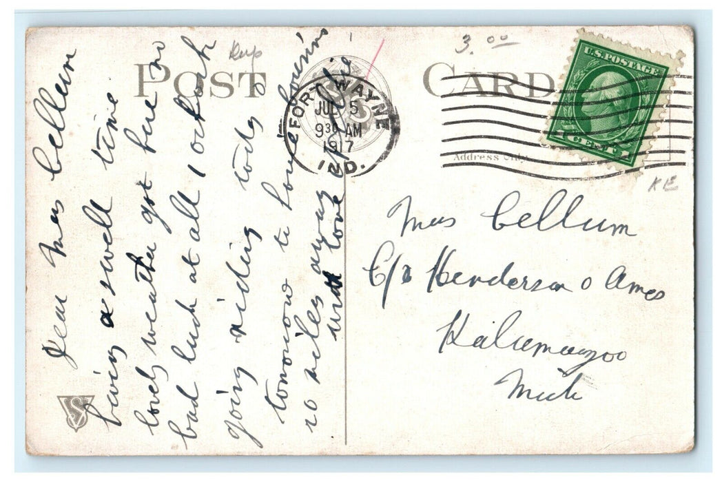 c1917 Travelling Letter, City Market House Fort Wayne, Indiana IN Postcard