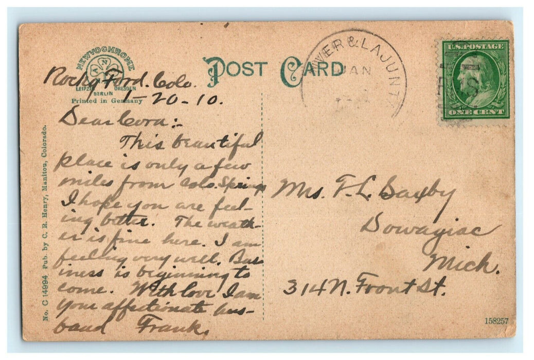 1910 Iron Springs Cog Road Station Hotel Manitou Colorado CO Depot Postcard