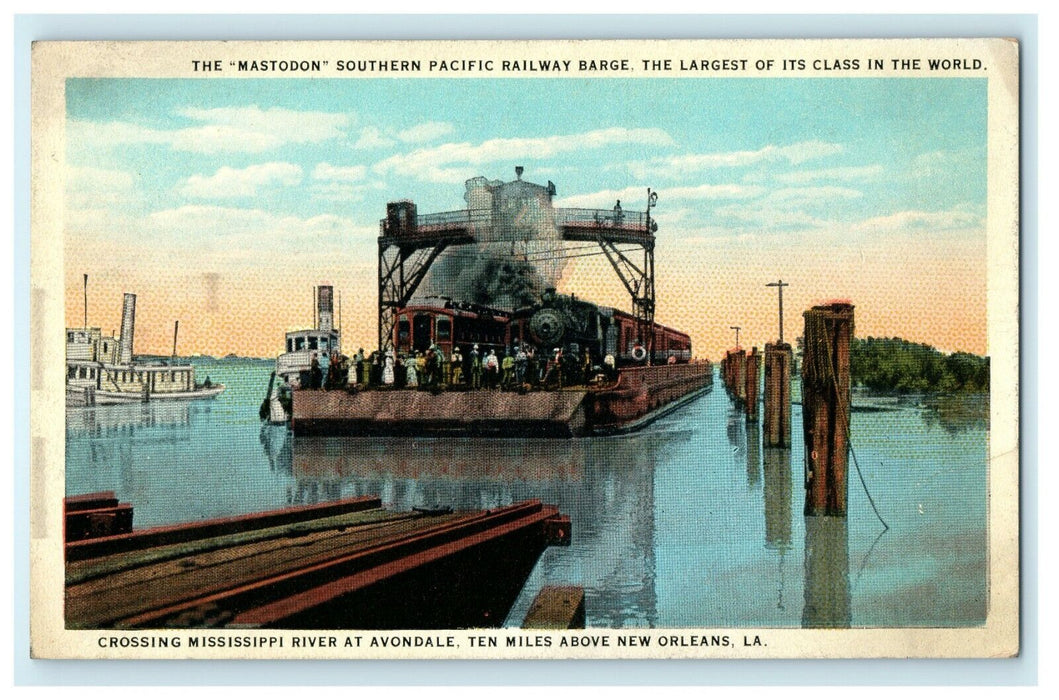 1905 The Mastodon Railway Barge Crossing River New Orleans Louisiana LA Postcard