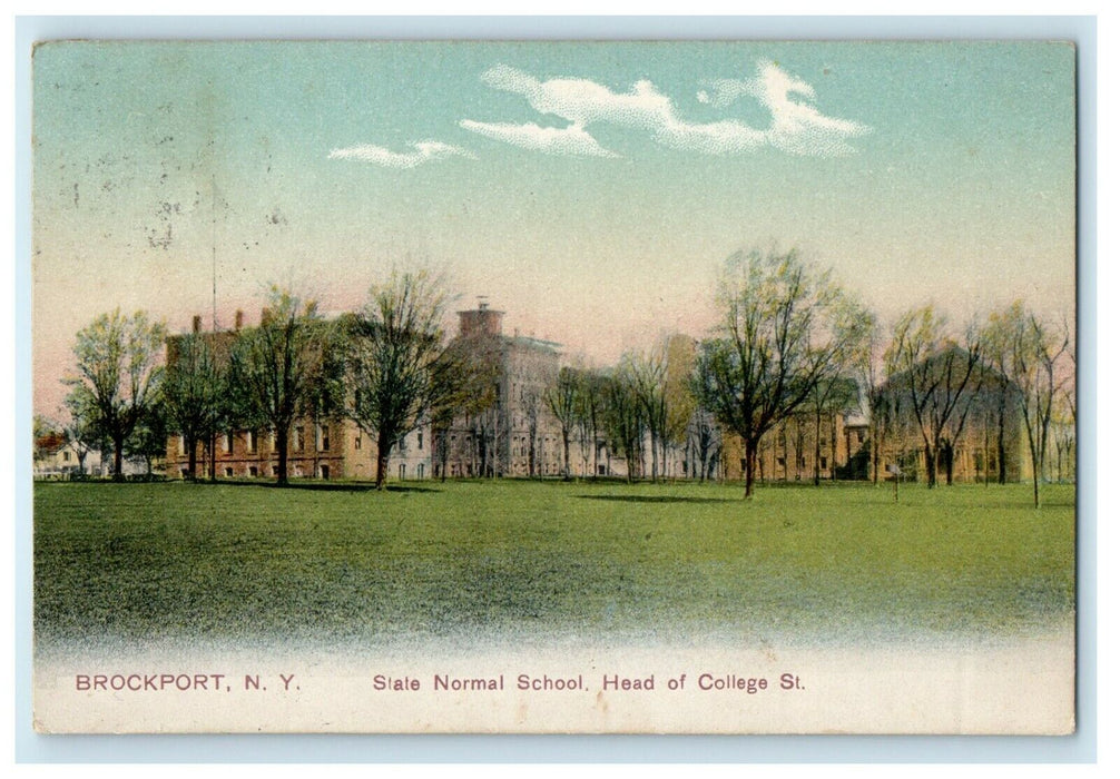 1909 State Normal School Head Of College St. Brockport New York NY Postcard
