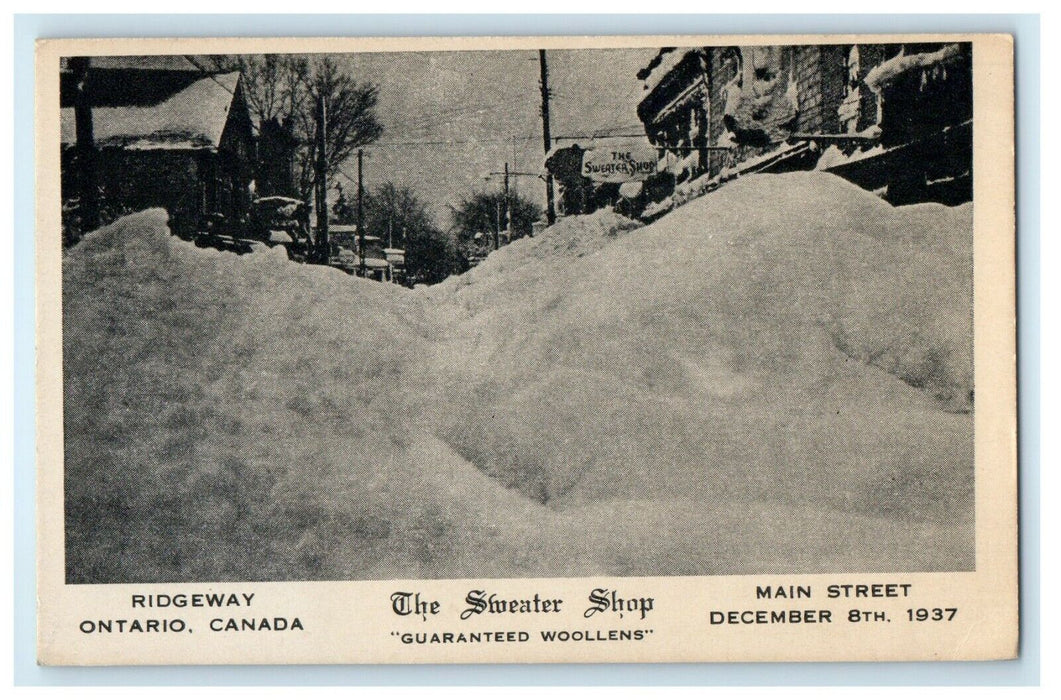 The Sweater Shop Main Street Winter Ridgeway Ontario Canada Postcard