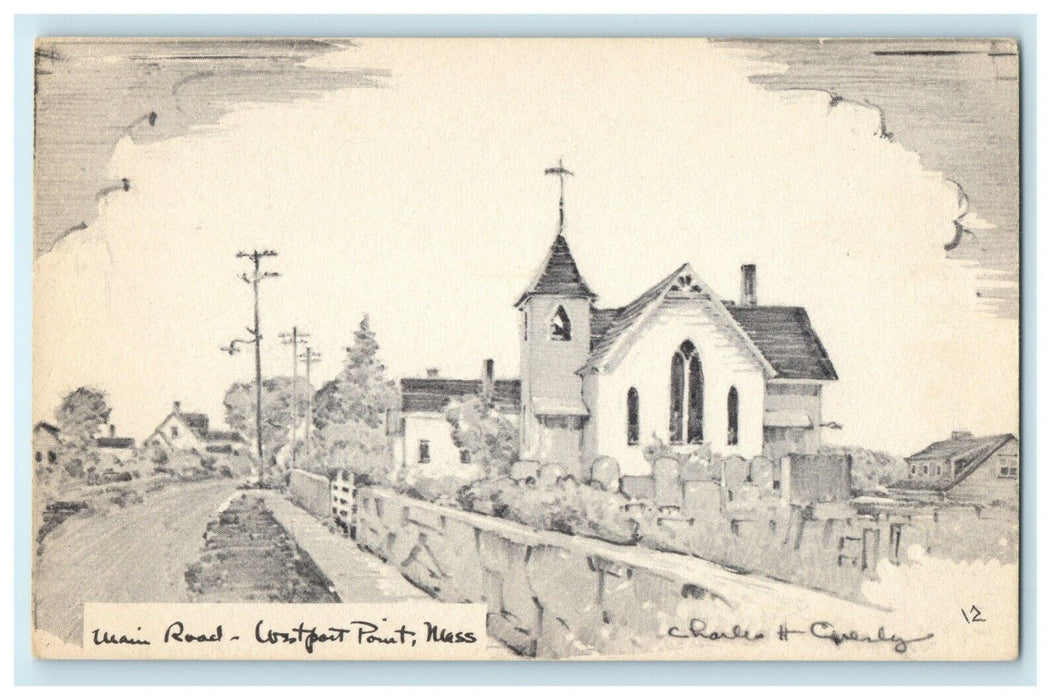 Main Road Coastport (?) Point Massachusetts MA Unposted Sketch Postcard