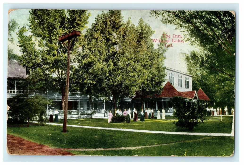1917 The Inn, in the Town of Winona Lake, Indiana IN Antique Postcard