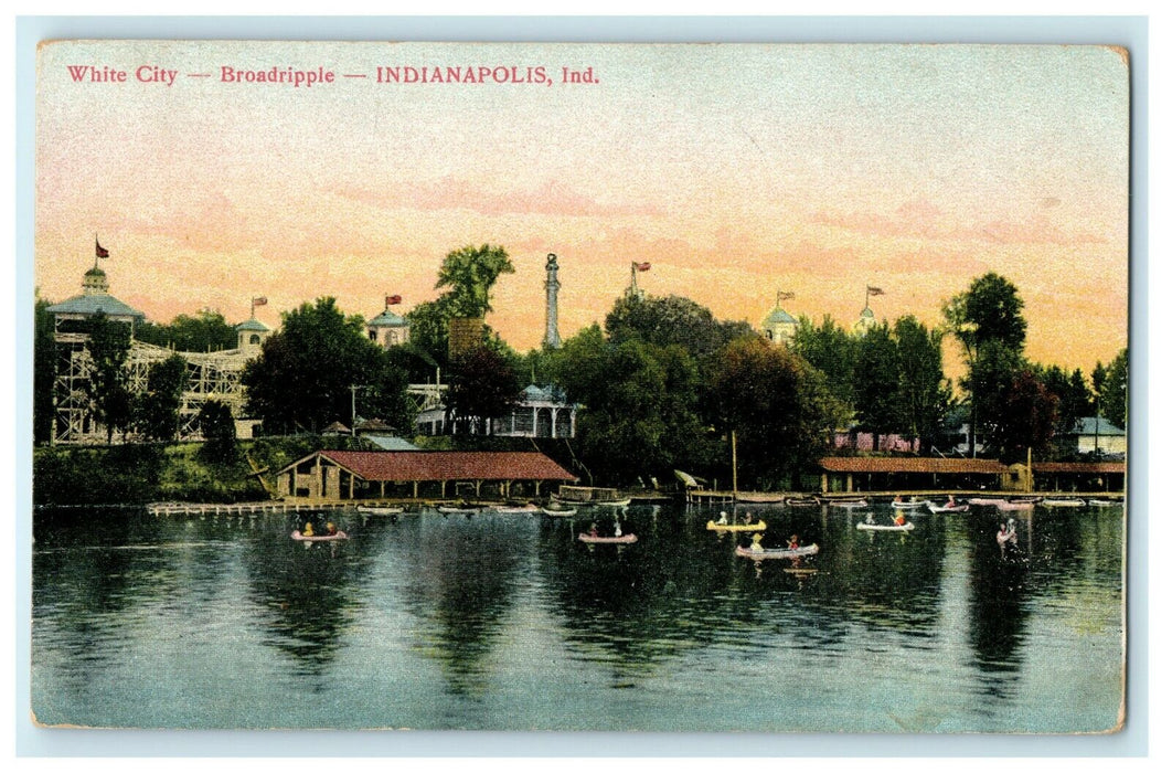 1908 Boats in White City Broadripple Indianapolis IN Antique Postcard
