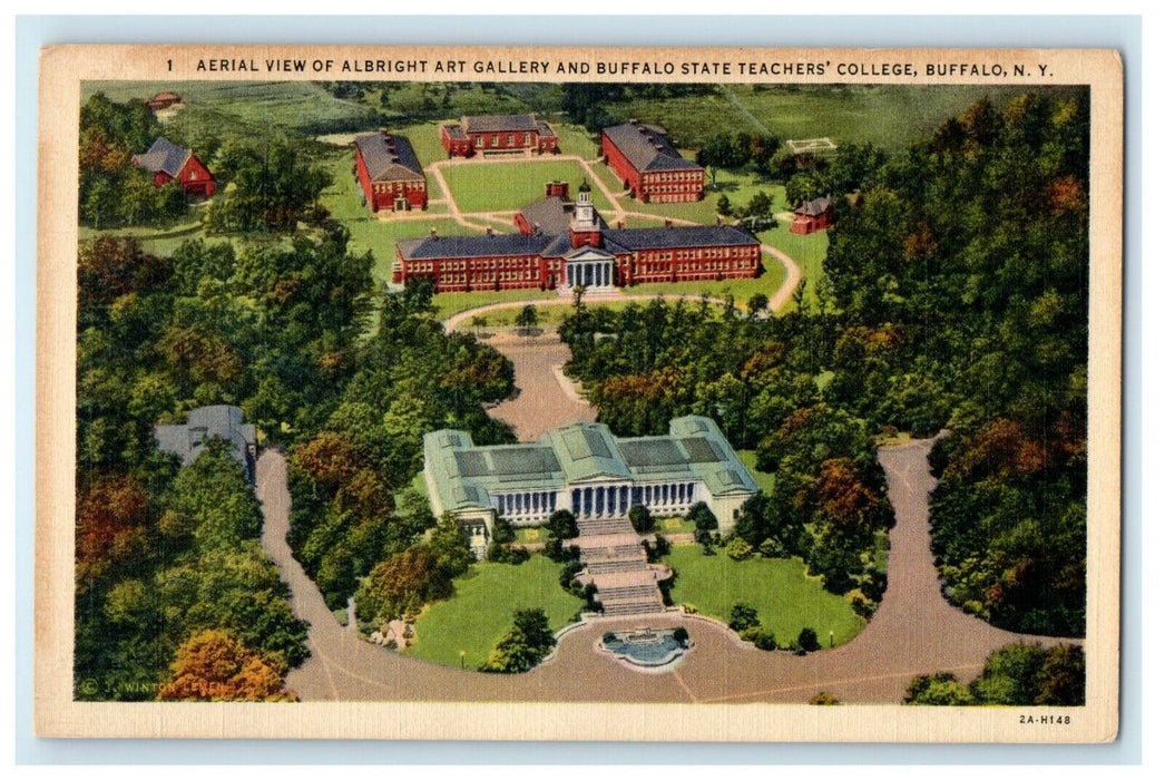 Aerial View Of Albright Art Gallery Buffalo State Teachers College NY Postcard