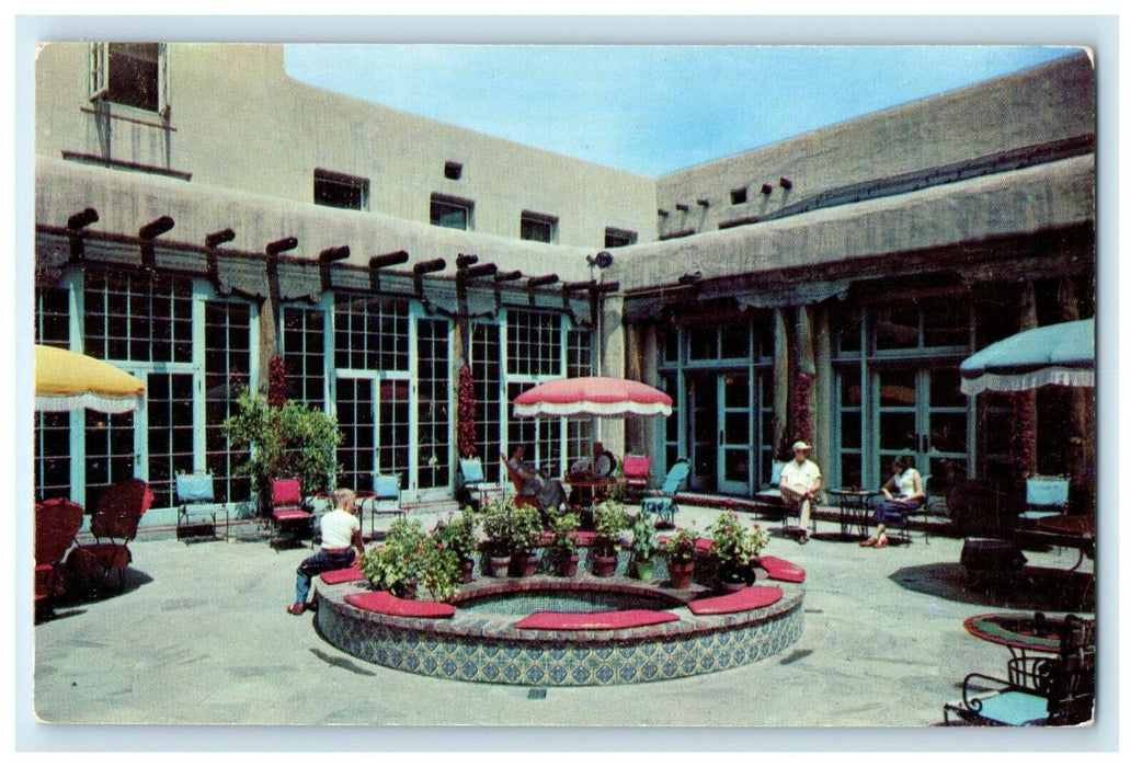 c1950's La Fonda Hotel Patio Santa Fe New Mexico NM Vintage Postcard