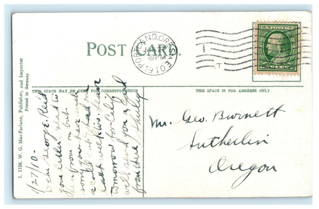 c1910 Oregon Building Portland Street View Oregon OR Posted Antique Postcard