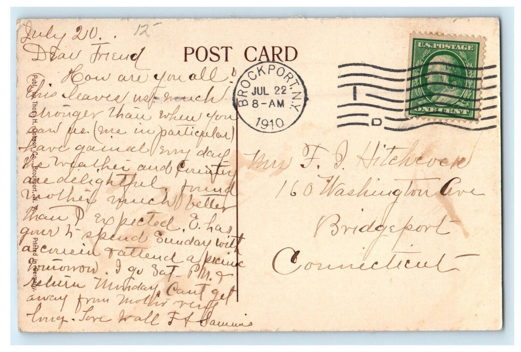 1910 College St. From Main Street View Fountain Brockport New York NY Postcard