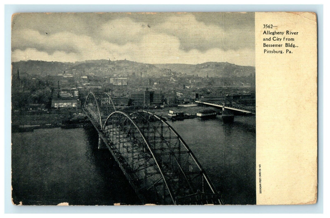 1901 Allegheny River and City From Bessemer Bldg. Pittsburgh, PA Postcard