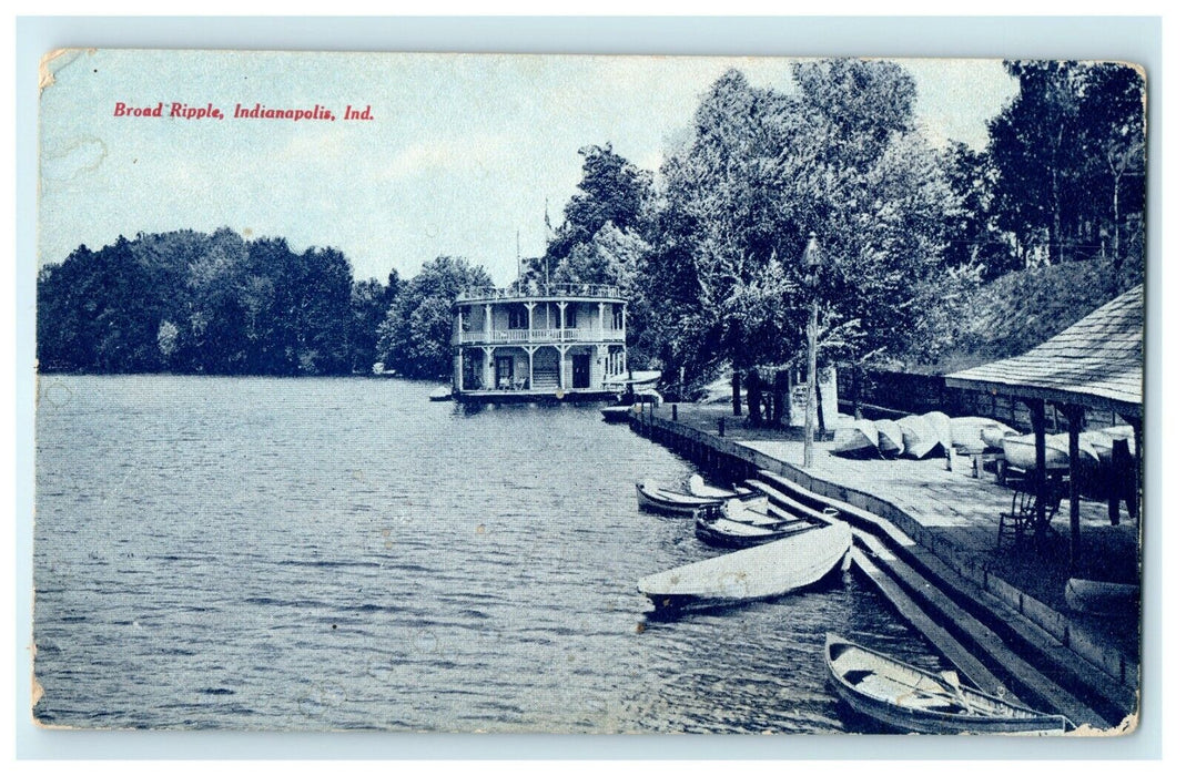 1912 Letter to Gergie, Water and Boats in Broad Ripple Indianapolis, IN