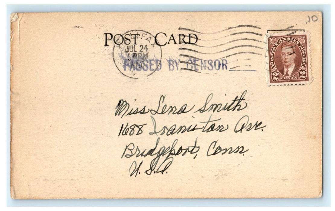 1940 Passed Censor Magnetic Hill Moncton New Brunswick Canada Postcard