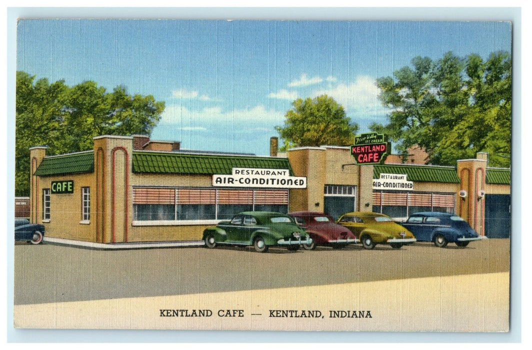 Kentland Cafe Restaurant Intersection Roads Indiana IN Postcard
