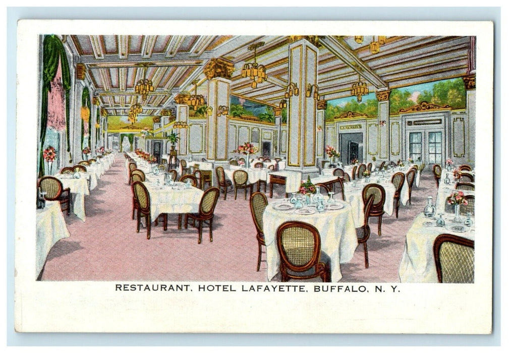 c1930's Lafayette Hotel Restaurant Dining Room Buffalo New York NY Postcard