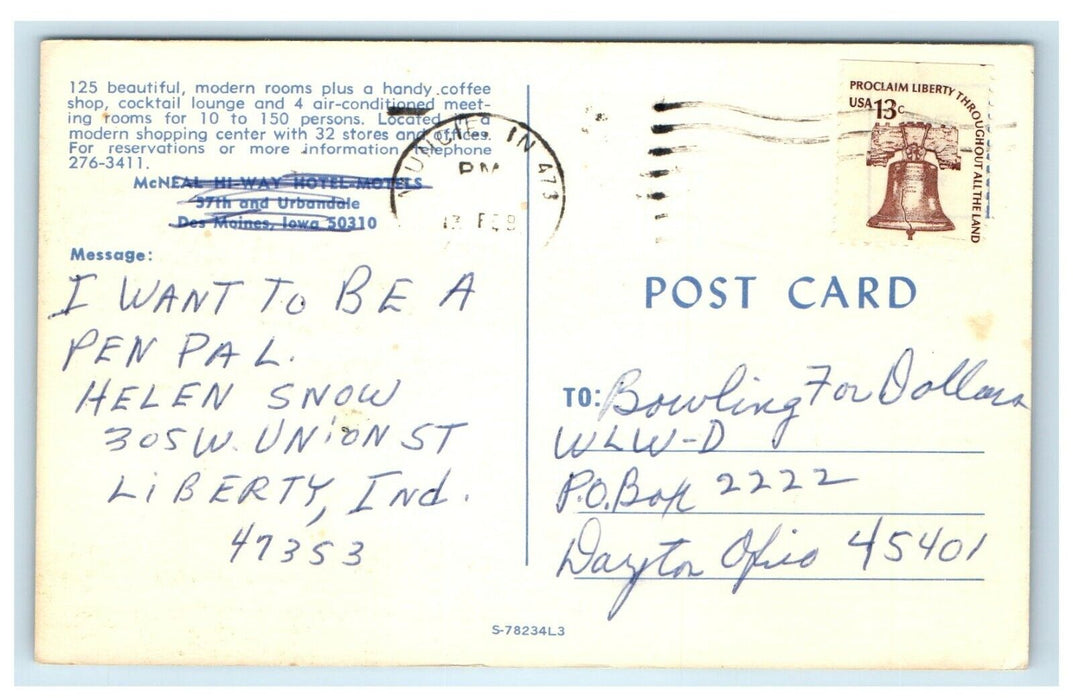McNeal Hi-Way Hotel Motels Urbandale Des Moines Iowa IA Multiview Postcard