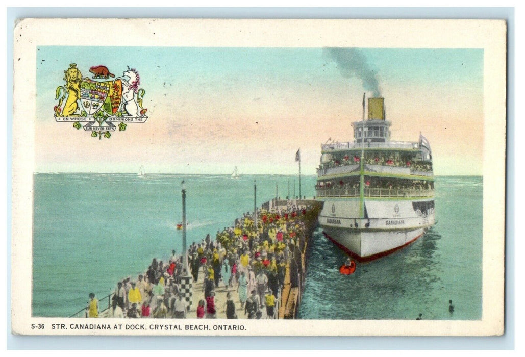 c1910's Steamer Canadiana At Dock Crystal Beach Ontario Canada Antique Postcard