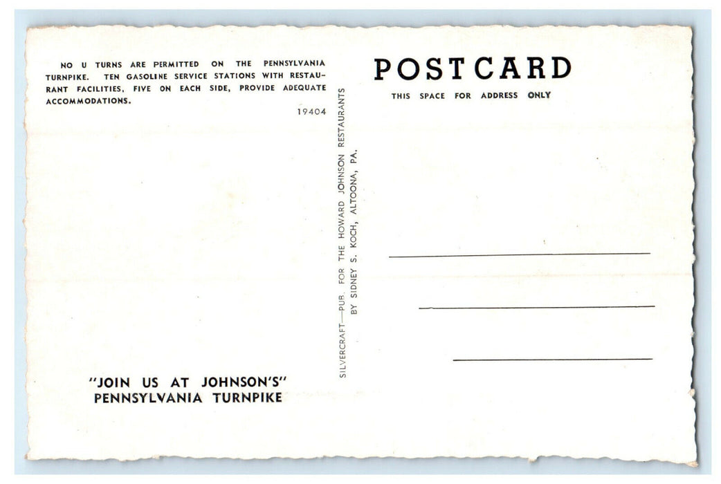 c1940s Looking East With The Howard Johnson Restaurant Bedford PA Postcard