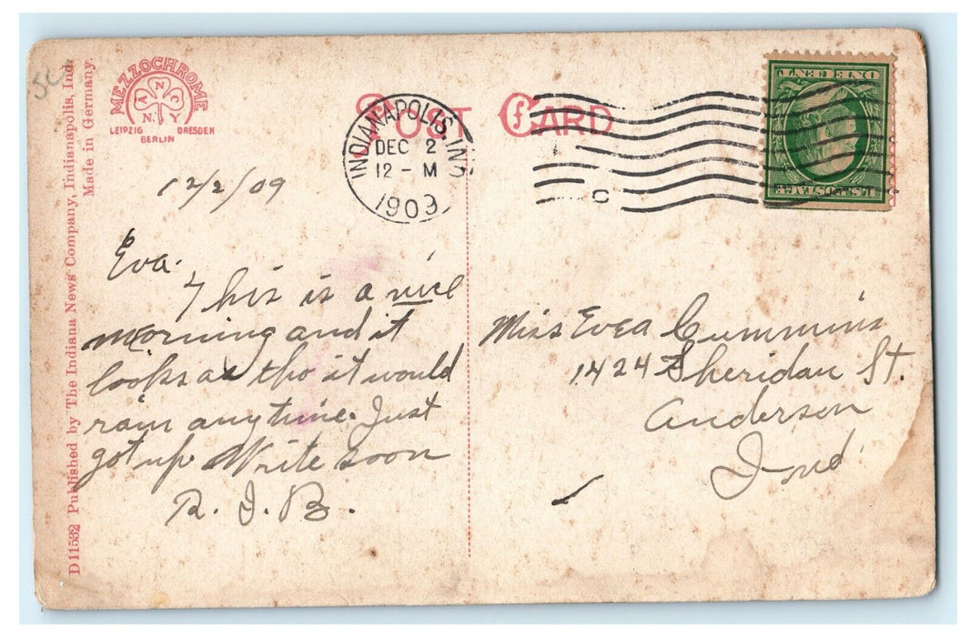 c1909 Letter to Eva On the Beach at Broad Ripple, Indianapolis, IN Postcard