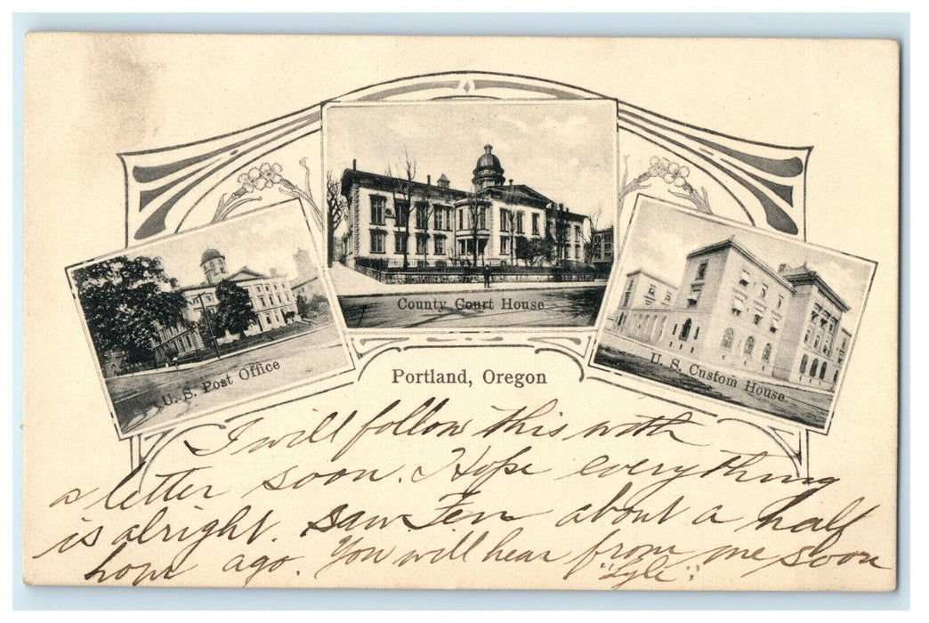 1908 Multiview Post Office Court House Custom House Portland Oregon OR Postcard
