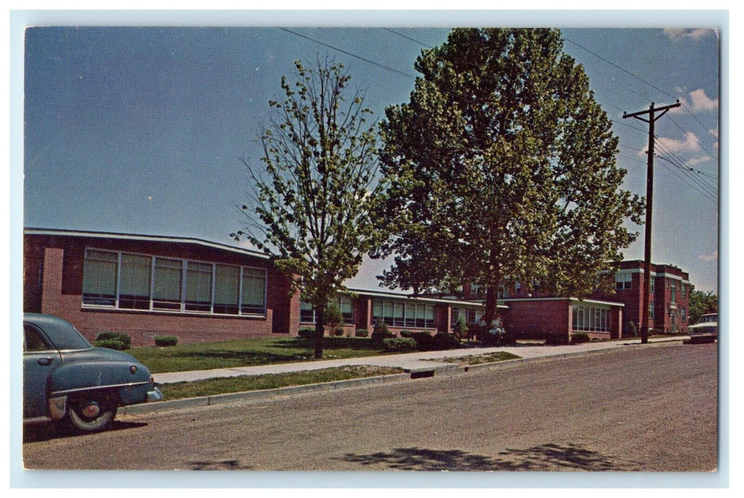 c1950's Union High School Scene Street Car Union Missouri MO Antique Postcard