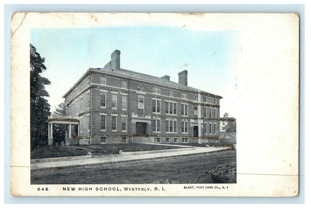 1905 New High School, Westerly, Rhode Island RI Antique Unposted Postcard