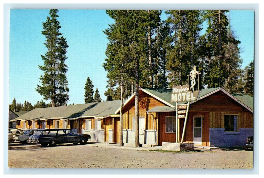 c1950's Western Motel Car West Yellowstone Montana MT Vintage Postcard