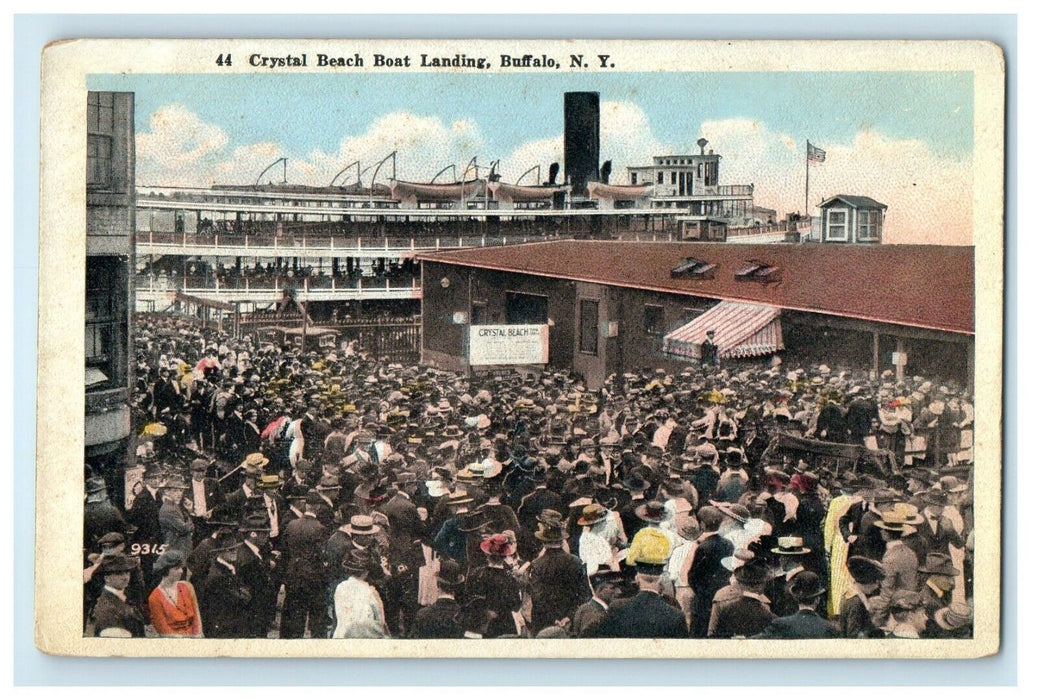 1923 Crystal Beach Boat Landing Buffalo New York NY People Crowded Postcard