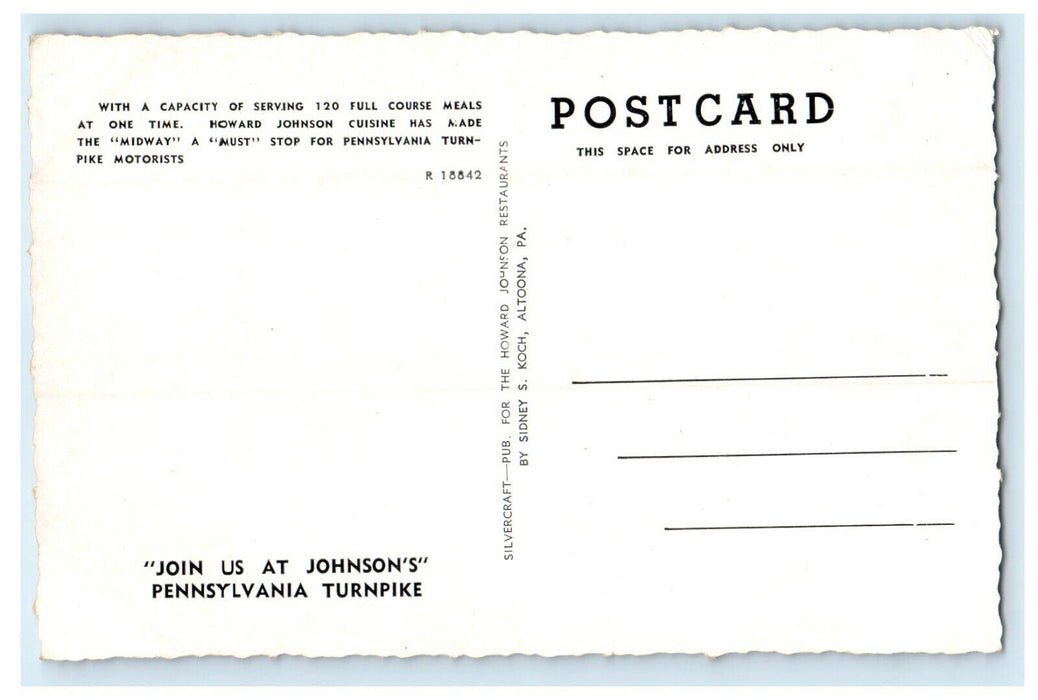 c1940s Howard Johnson Restaurant, Halfway Place on Glory Highway Postcard