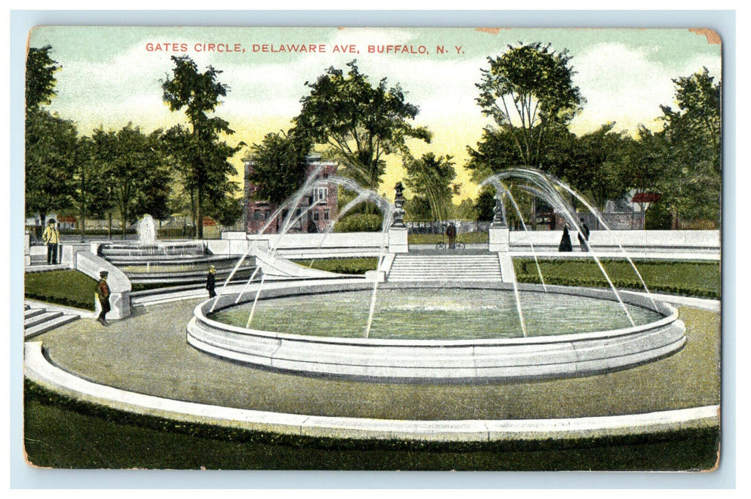 c1910 Gates Circle, Delaware Avenue Buffalo New York NY Posted Antique Postcard