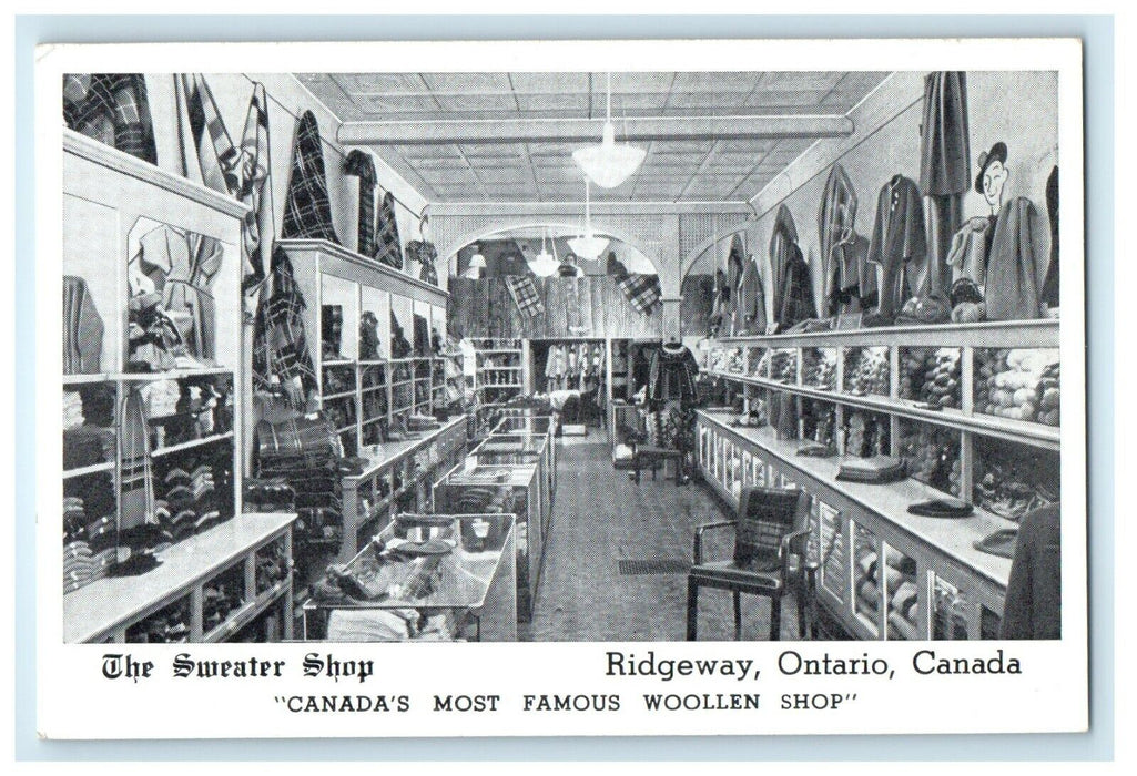 The Souvenir Shop Ridgeway Ontario Canada, Famous Woollen Shop Postcard