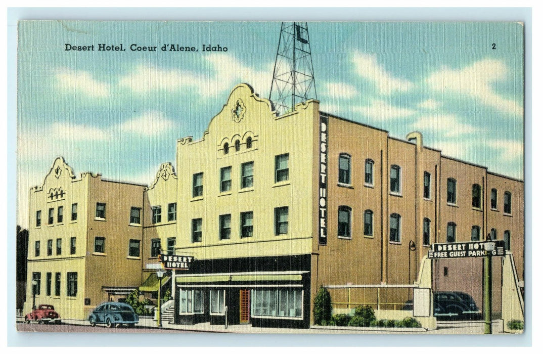 1930 Blue Sky View in Desert Hotel Coeur De' Alene, Idaho ID Postcard